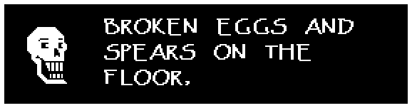 BROKEN EGGS AND SPEARS ON THE FLOOR,
